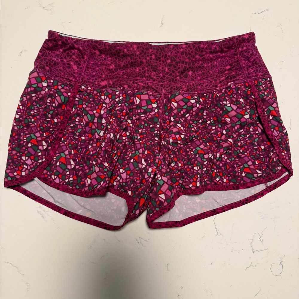 Lululemon Run Times Short Paradise Camo Multi/Paradise Geo Regal Plum Size 4